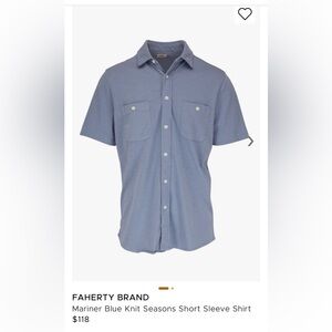 Faherty Brand Mariner Blue Knit Seasons Short Sleeve Shirt Size Medium